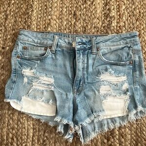 american eagle hi rise festival destroyed jean shorts